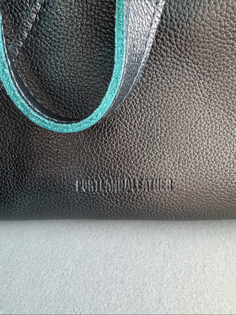 Portland Leather Black Shoulder Bag with Teal Interior - Picture 11 of 11